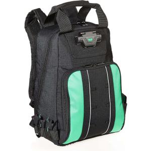Amazon Basics Tool Backpack with LED Light, 55 Pockets, Padded Shoulder Straps, Tool Storage Bag, Black