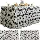 Cow Print Table Skirts Disposable 29 in x 14 ft Birthday Party Decorations, Black and White Cowgirl Cowboy Table Skirts for Farm Animals Themed Birthday Party Supplies(3 Pack)