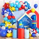 3 x 8th Birthday Decorations Boy, Dog Paw Eight Years Old Party Arch with Red Blue Yellow Long Latex Balloons 40 inch Number 8 Balloon and Star Foil for Paw Birthday Party Supplies