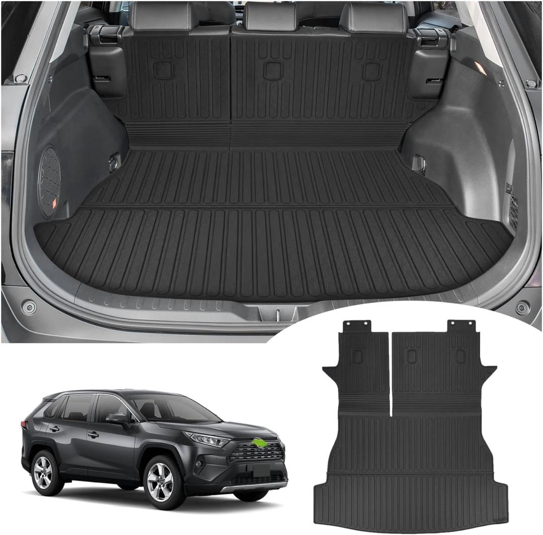 RAV4 Cargo Liner Trunk Mat 2019-2024 TPE All Weather Back Seat Cover Protector Accessories (Backrest Mat+Cargo Liner)