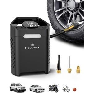 Heavy-Duty 160 PSI Tire Inflator Portable Air Compressor, 1 Min Fast Inflation Cordless Portable Air Pump with Digital Pressure Gauge & LED Light, Electric Tire Pump for Car, SUV, Bike, Ball