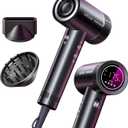 High-Speed Ionic Hair Dryer with Diffuser, Professional LCD Display Thermo-Control Blow Dryer, 1500W Fast Dry, 500 Million Negative Hairdryer, Low Noise, Lightweight for Travel Home Salon (Silver Gray)