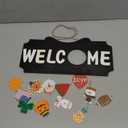 Jetec Welcome Sign for Front Door Home Decor Fall Sign Rustic Wood Welcome Notation Wall Hanging Outdoor Decor Seasons Holiday Independence Day Interchangeable 16×8 Inch (Black with White Letters)