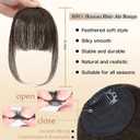 NAYOO Bangs Hair Clip- Darkest Brown Fake Bangs 100% Real Human Hair Extensions Wispy Bangs for Women Fringe with Temples Hairpieces Curved Bangs for Daily Wear (2# Darkest Brown, Wispy Bangs)
