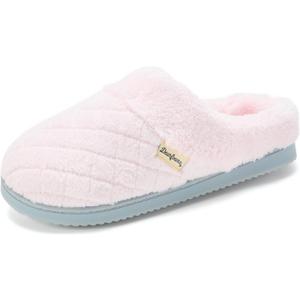 Dearfoams womens Memory Foam House Slippers - Libby Terry Clog With Wide Widths (9-10, Light Pink)