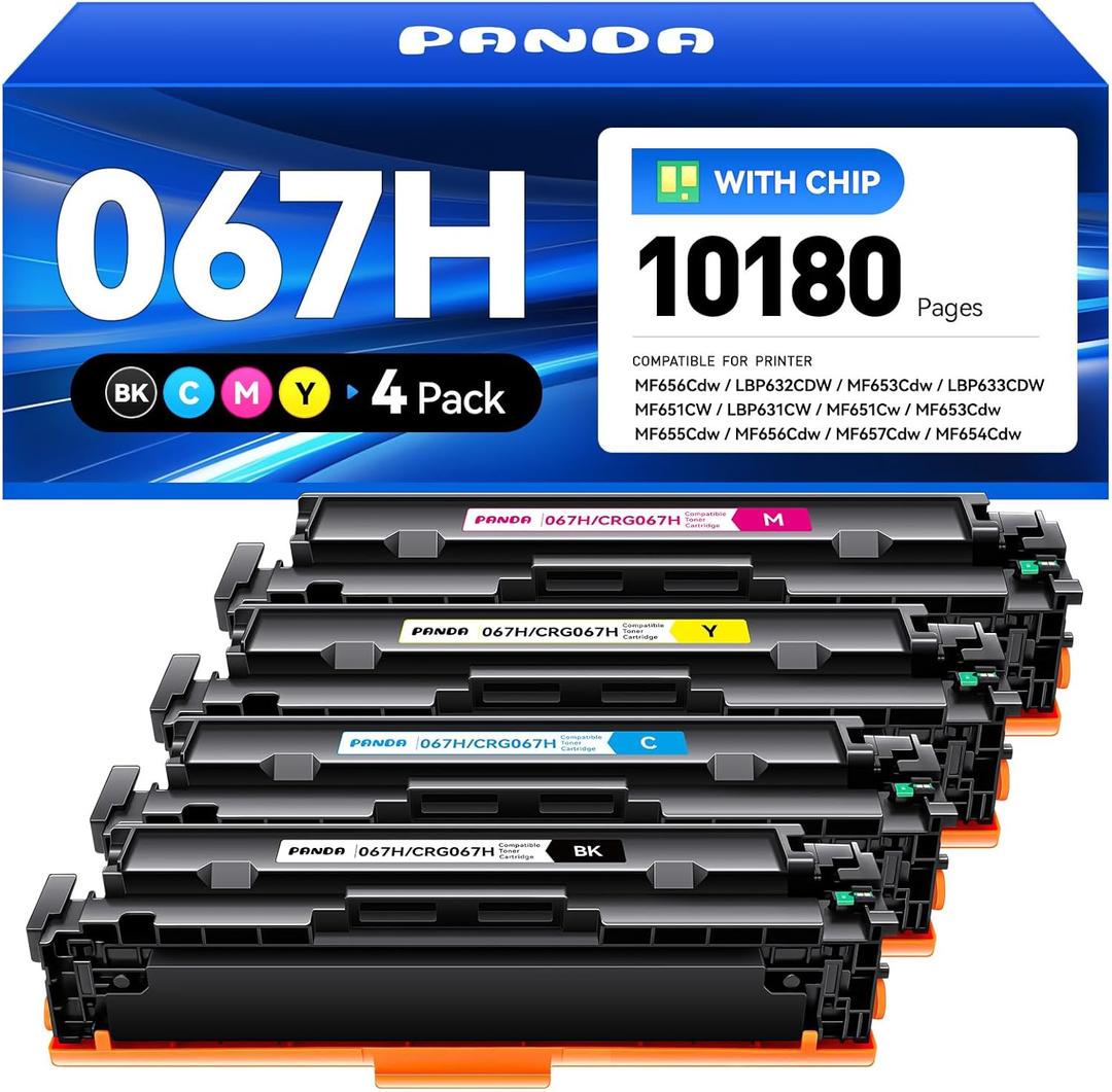 067H Toner Cartridge 4-Pack High Yield with Chip Replacement for Canon 067 067H Toner Compatible with Canon imageCLASS MF656Cdw LBP632CDW MF653Cdw LBP633CDW MF651CW LBP631CW Laser Printers 067H Toner Cartridge 4-Pack High Yield with Chip Replacement for Canon 067 067H Toner Compatible with Canon imageCLASS MF656Cdw LBP632CDW MF653Cdw LBP633CDW MF651CW LBP631CW Laser Printers