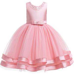 Glamulice Flower Girls Ruffles Dress Vintage Wedding Bridesmaid Party Dresses Holiday Kids Formal Pageant Gown (5-6 Years, Peach)