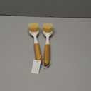 2 Pack Kitchen Dish Brush Bamboo Handle Dish Scrubber Built-in Scraper, Scrub Brush for Pans, Pots, Kitchen Sink Cleaning, Dishwashing, and Cleaning Brushes are Perfect Cleaning Tools, White