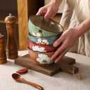 Ceramic Soup Bowls for Kitchen, 28oz Flower Bowls Set of 4, Suitable for Breakfast, Lunch, Dinner, Ideal for Ramen, Cereal, Pasta, Grains, Salads, Gifts, Kitchen Decoration