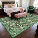 6X9 Area Rug for Living Room,Modern Abstract Pink and Green Zebra Print Rug,Non-Slip Washable,Bedroom, Dining Room, Home Office