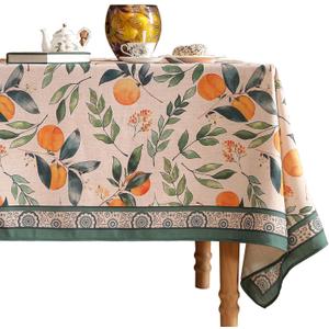 patdrea Designer Linen Small Tablecloth for Rectangle Table,Oranges and Leaves Pattern Vintage Table Cloth,Fall Dacorative Cover for Kitchen Dining Christmas,Thanksgiving,55"x71"-Palladin a