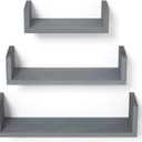 SRIWATANA Floating Shelves Wall Mounted, Solid Wood Wall Shelves, Weathered Gray