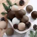 12 Pcs Matte Textured Christmas Ball Ornaments 2.36 Inch Rustic Neutral Christmas Tree Decorations Boho Xmas Ornaments for Tree Party Farmhouse Holiday Decor (Brown Series)