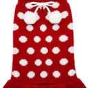 KYEESE Dog Sweaters for Girl Small Dogs with Leash Hole Turtleneck Red Dog Sweater Dress Polka Dot Knit Pullover Warm Pet Sweater (Medium (6-13lbs))