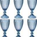 Blue Glasses set of 6,Blue glass goblets made from Solid glass colors, vintage color glassware, drinking glasses for Engagement,Wedding, Birthday 10.5 OZ colored glasses