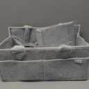 PUTSKA Baby Diaper Caddy Organizer - Nursery Storage Basket for Diaper Station, Baby Basket Shower List and Registry Gift Must-Haves, Newborn Essentials, Nursery Decor for Boy or Girl - Grey, Regular