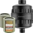 Ryamen Heavy Duty Shower Filter, Shower Water Filter, 99% REMOVAL Shower Head Filter for Hard Water, Heavy Metals, Chlorine (2 Cartridges, Black)