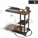 HOMESTEAD C Shaped End Table with Wheels, 3 Tier Rolling Side Table for Couch, Narrow Sofa Side Table with Storage Shelves for Living Room, Bedroom, Small Spaces, 23.6 inches x 11.8 inches x 24.8 inches