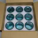 Art Secret 9-Pack 8oz Embossed Glass Candle Jars with Lids and Labels - Sun Moon Stars Design (Blue)