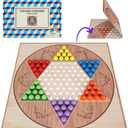 Offelec Classic Chinese Checkers Game Set  13.5 Inch Foldable Board with 60 Colorful Acrylic Marbles, Portable Travel Board Games for Kids, Adults, Seniors & Family Night (2-6 Players)