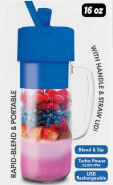 Hy-Impact Better Blender - Personal with handle and straw - 16oz. USB Rechargeable