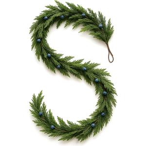 Dingion 6 ft Christmas Juniper Garland Real Touch Pine Artificial Garland with Blueberry Lifelike Greenery Christmas Decorations for Mantel Fireplace Table Centerpiece Xmas Decor