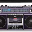 QFX J-220BT Purple Boombox MP3 Conversion from Radio to Cassette with 4-Band (AM, FM, SW1, SW2) Radio with Bluetooth, Dual 3 Speakers, Built-in Microphone, Recorder, and a 3-Band Equalizer