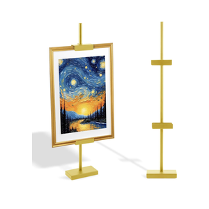 ARTASY Tabletop Picture Frame Stand, Adjustable Easel Stand for Sign Up to 29", Metal Table Frame Holder for Display, Picture, Photo, Poster, Artwork- GOLD 1 Pc