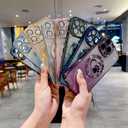 for iPhone 14 Pro Case Glitter Clear Paw Love Heart Compatible with MagSafe, Strong Magnetic Full Camera Lens Protection Soft Slim Thin Cute Bling Phone Case - Black