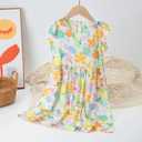 2 x Girls Floral Print Summer Sundresses with Ruffle Flutter Sleeve in Soft Cotton A-Line Smocked Flowy Design for Casual Boho Style Ages 4-12 Years, 170