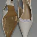 JENN ARDOR Slingback Heels for Women Low Heels Dress Shoes Kitten Pumps Dressy Heeled Sandals Wide Width Fashion Casual Shoes (10, Cream White/Pu)