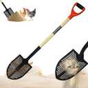 Upgrade Sifting Shovel - 50" Long Sand Sifter Shovel with Hole for Chicken Coop,Mud & Beach Fun, Heavy Duty Rock Sifter, Chicken Poop Scooper for Sand with Ergonomic D-Grip Handle