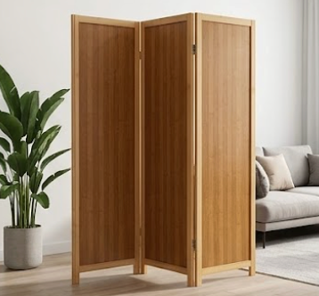 8 Panel Room Divider - Folding Privacy Screen for Room Separation, Natural Brown Freestanding Partition Wall for Home Office 38x11,