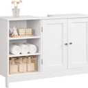 TEENFON 35.4" Pedestal Sink Storage Cabinet with 2 Doors and Adjustable Shelves, Bathroom Sink Cabinet, Under Sink Storage with U-Shape Cut-Out, White, 35.4"W x 12"D x 23.6"H