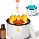 BOHOFAM Essential Oil Diffuser 360ML,Volcano Diffuser/Humidifier, Flame and Volcano 2 Mist Mosdes, Included 50ML Hotel Collection Essential Oil for Home, Bedroom, Large Room (White)