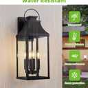 tewei 22'' Large Outdoor Wall Light, Porch Light Outdoor Wall Sconce Lantern, 4-Light Modern Black Exterior Lighting Fixture Wall Mount, Outside Light for House Garage, 1-Pack