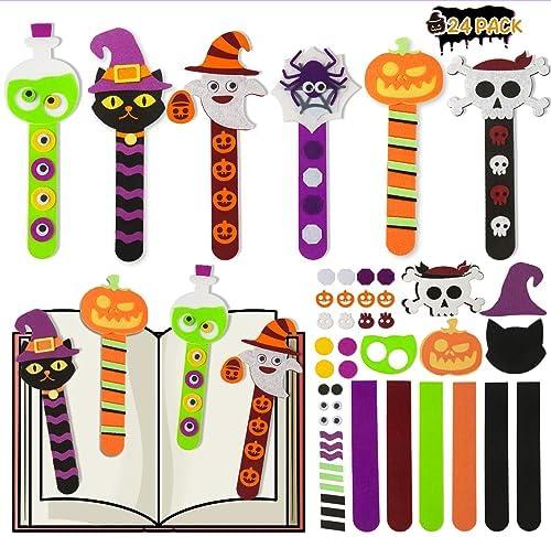 Halloween Crafts for Kids Ages 4-8, 24 Pack Halloween Bookmarks DIY Crafts, Halloween Party Favors Trick or Treating, Goodie Bag Gifts Toys, Halloween Classroom Prizes for Kids Art Activities