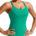 RUNNING GIRL Yoga Tank Tops for Women Built in Shelf Bra B/C Cups Strappy Back Activewear Workout Compression Tops (Green, L)