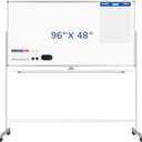 Rolling White Board on Wheels, 96" x 48" Double-Side Magnetic Dry Erase Board with Stand, Aluminum Frame Extra Large Mobile Standing Whiteboard for Office, Classroom & Home