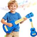 YEZI Classical Ukulele for Kids, Mini Toddler Guitar Toy with Pick, Educational Musical Instrument for Preschool Boys Girls, Early Learning Music Toy for Ages 3 4 5 6+ Years Old, Blue