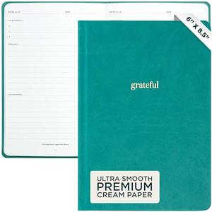 Ink+Volt Daily Gratitude Journal for Women & Men, Original Design with Inspirational Quotes, Grateful Journal for Happiness, Mindfulness, Affirmations & Reflection - 6x8.5 in, Peacock