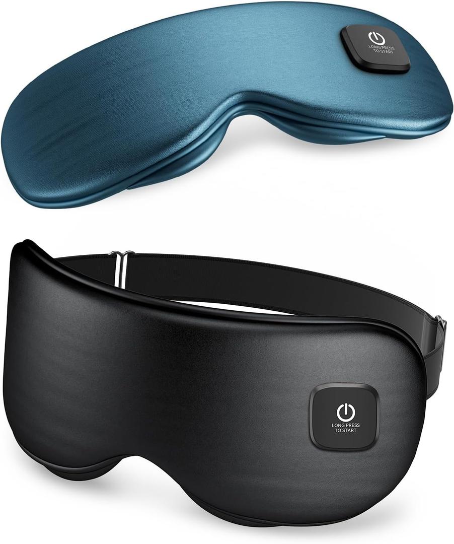 Heated Eye Mask - Cordless Eye Mask for Dry Eyes, Eye Relief, Improved Sleep, Washable Eye Heating pad for Travel and with Replaceable Shell (Black)