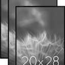 Americanflat 20x28 Picture Frame with Polished Front Cover - Set of 3 - Slide-In Photo Frame with Buildable Molding - Fusion Collection - Picture Frames for Wall Display - Black