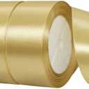 ieFoah 1 1/2 Inch Champaign Gold Satin Polyester Ribbon, 50 Yards, Classic Solid Style, Holiday & Special Occasion
