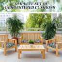 3 Pcs Wicker Chair Outdoor Cushion for Furniture, 1 Loveseat Seat and 2 U-Shape Cushion for Patio Furniture (Tropical Leaves)