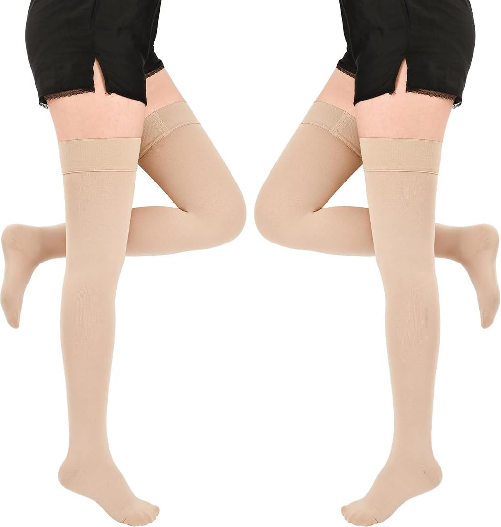 Compression Stockings for Women & Men, 20-30mmHg Thigh High Compression Socks for Varicose Veins, Swelling, Pregnant