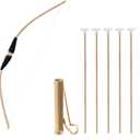 Bow and Arrow Set, Wooden Archery Set, Youth Bow and Arrow Set for 15, Cosplay Costume Prop Bow & Arrow with 1 Bamboo Quivers and 5 Targets