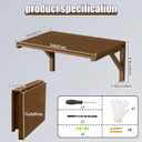 MM MELISEN Wall Desk - 24x16 Inch, Walnut Color Compact Desk for Laundry Room or Kitchen Area. Solid Wood fold-Down Surface for Daily tasks. Stores Flat When not in use