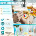 100Pcs Beach Pool Party Decoration Cups, 12 Oz Summer Disposable Cups for Summer Beach Pool Hawaiian Luau Birthday Party Decoration Supplies