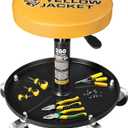 YELLOW JACKET Rolling Mechanic Stool with Wheels Pneumatic Garage Shop Seat Adjustable Height Roller Mechanics Creeper Chair with Tool Tray for Auto Repair